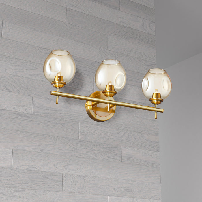 Dainolite Abii 3 Light Vanity Light Vintage Bronze Finish Champagne Glass Lamp