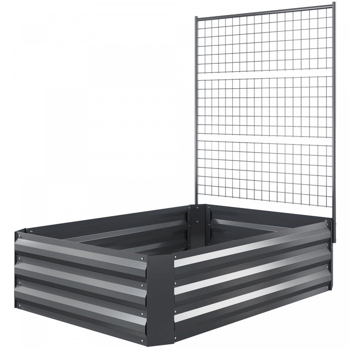 Outsunny Galvanized Raised Garden Bed with Trellis, Open Bottom, Dark Grey