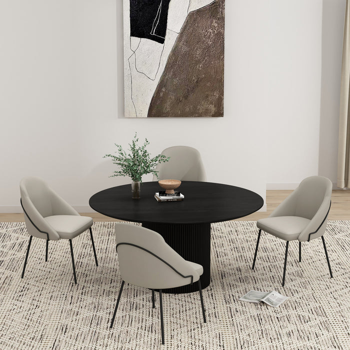 Gracie Modern Vegan Leather Metal Dining Chair in Stone Gray and Black - Set of 4