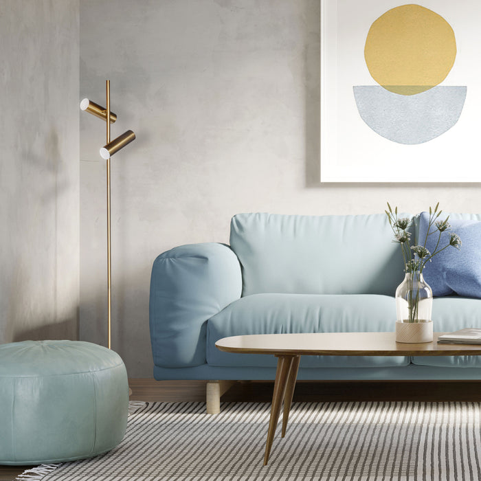 Dainolite Constance Floor Lamp 12w Aged Brass Frosted Acrylic Diffuser