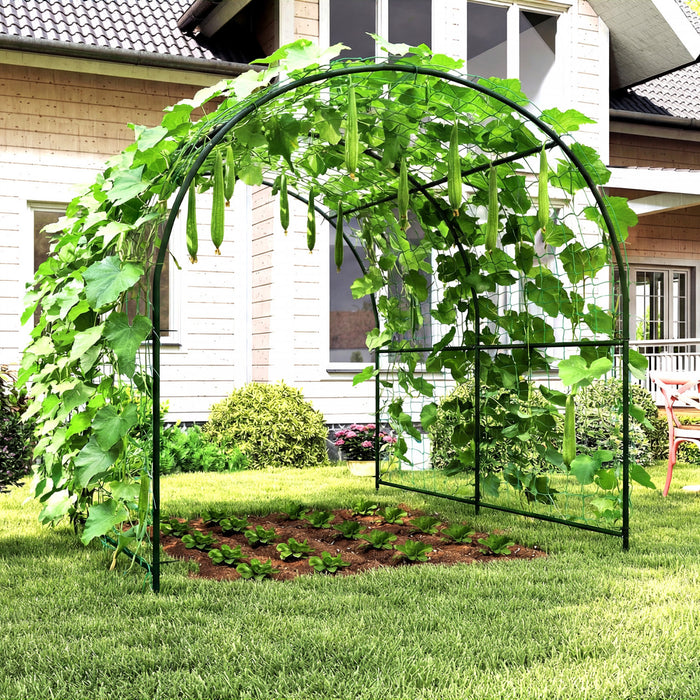 Outsunny Garden Arch Trellis, 7.1FT Tall Cucumber Trellis with Net