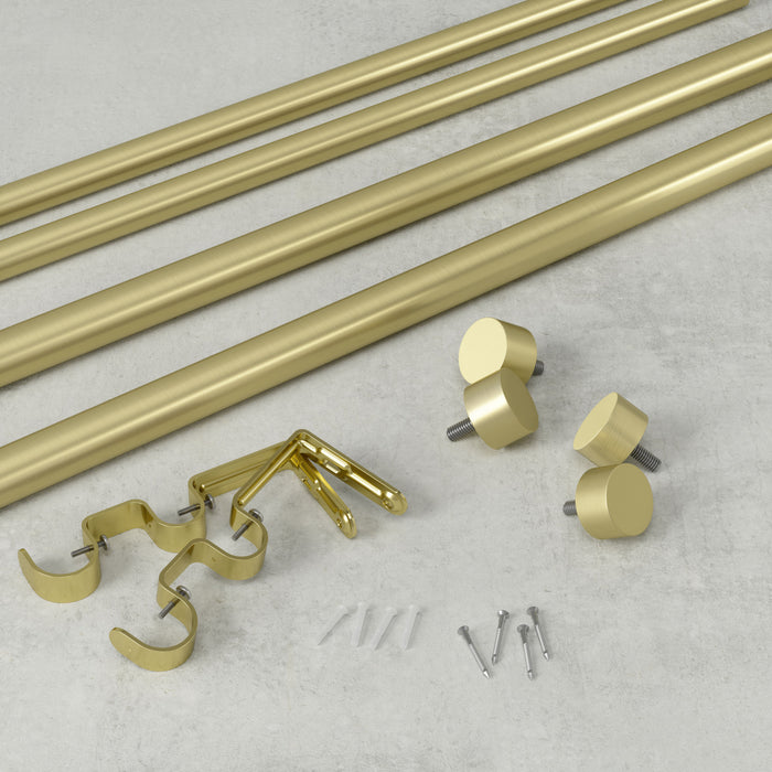 Umbra Cappa Brass Expandable Double 1\" Curtain Rod - 66\"-120\" 