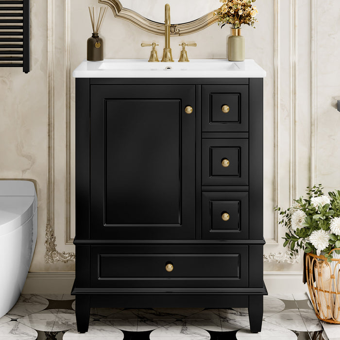 Sophia 24\" Bathroom Vanity with Ceramic Sink, Black