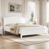 Benson Full Size Solid Wood Platform Bed with Stylish Headboard, White | Lit plateforme Benson en bois massif format Full avec tete de lit elegante, blanc