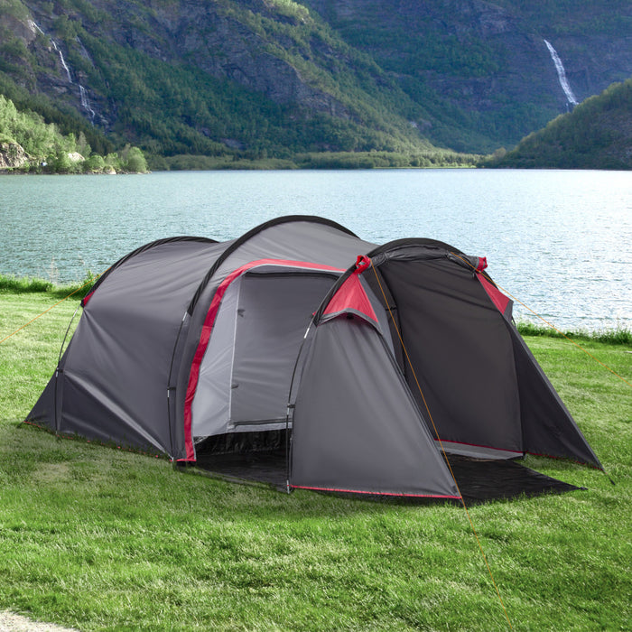 Outsunny Camping Dome Tent With Zippered Doors Carry Bag For 2-3 Person