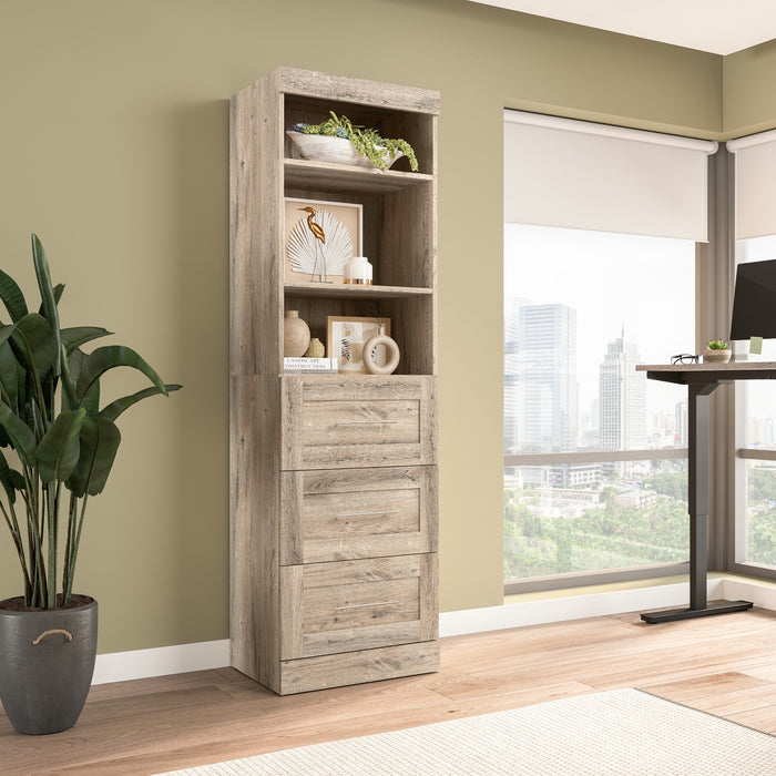 Bestar Pur 25 W Closet Organizer with Drawers - Rustic Brown