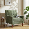 Midway Mid-Century Modern Armchair with Tufted Waffle Stitch, Green, Walnut | Midway Fauteuil Moderne du Milieu de Siecle a Point Capitonne Gaufre, Vert, Noyer