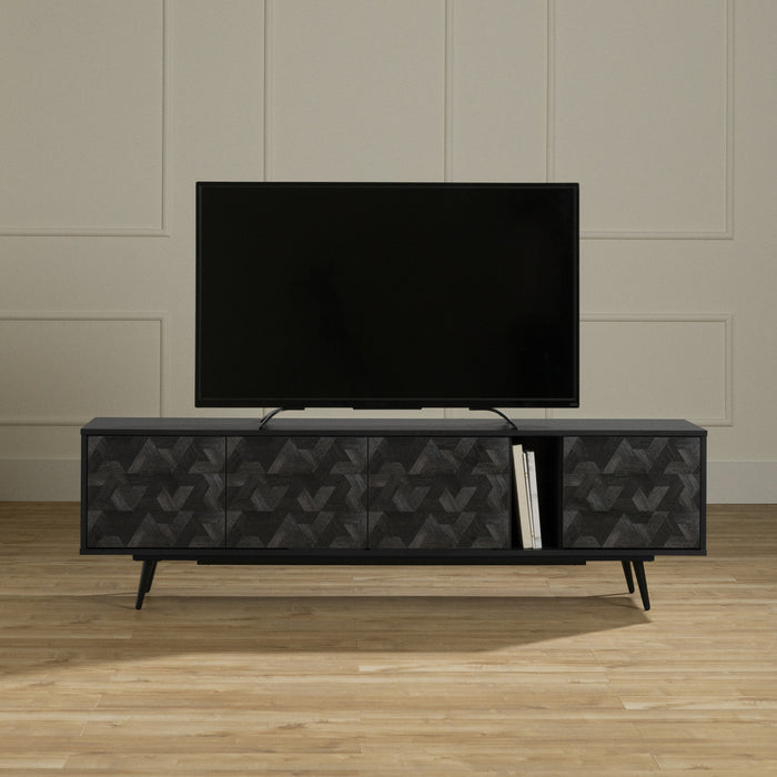 Oxford 71\" TV Stand with Doors - Black Oak & Dark Grey