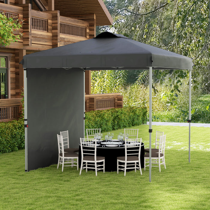 Outsunny 8x8 Adjustable Pop Up Canopy Tent W/ 1 Sidewall, Dark Grey