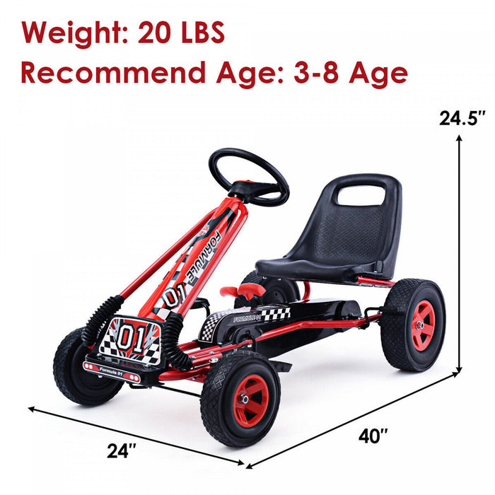 Costway 4 Wheels Kids Ride On Pedal Powered Bike Go Kart Racer Car Play Toy Red