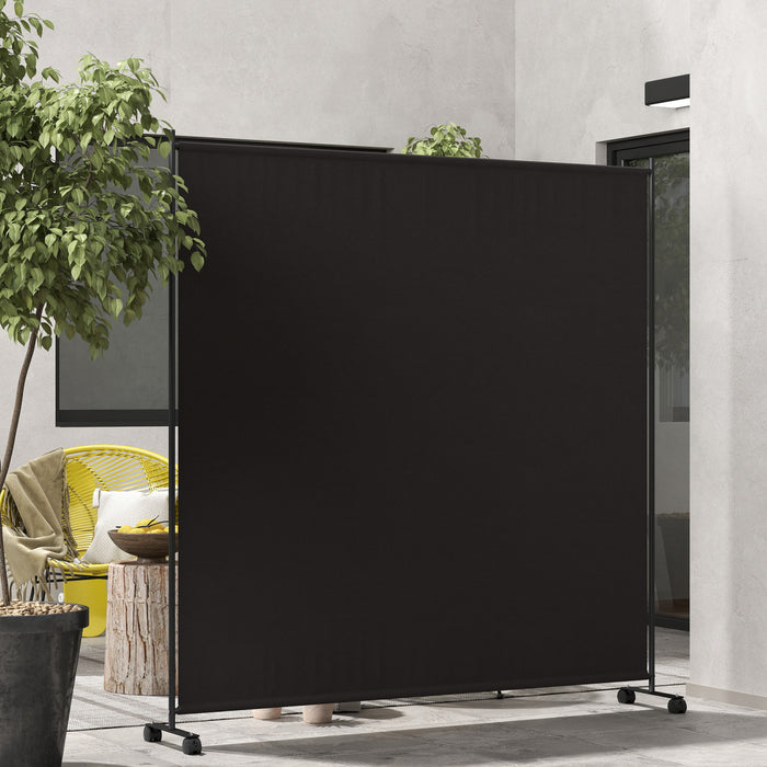 Outsunny Room Divider With Wheels, 6ft Rolling Privacy Screen, Black