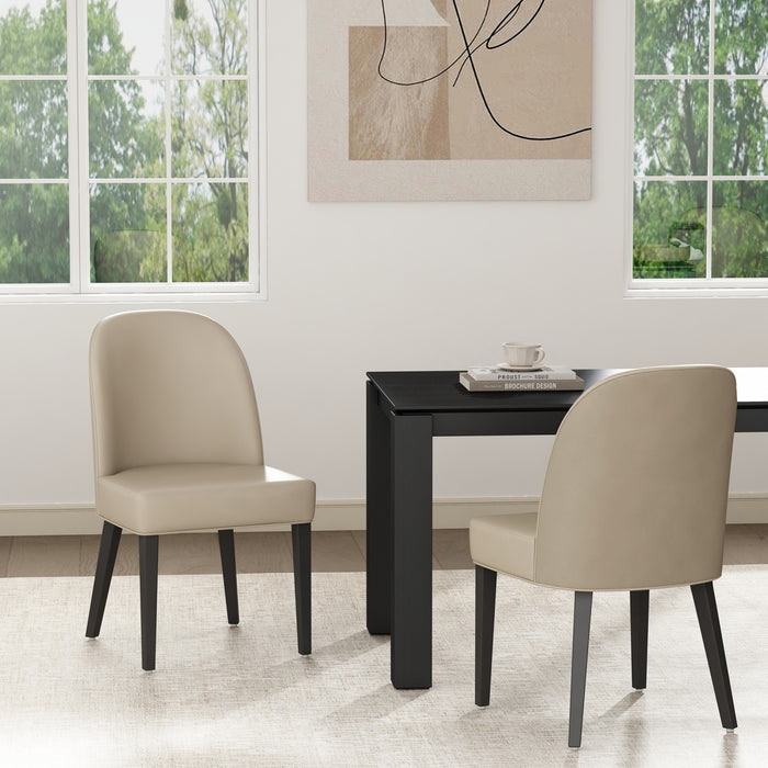 Hillman Modern Wood Upholstered Dining Chair in Sand - Set of 2