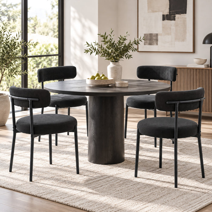 HOMCOM Dining Chairs Set of 4 Kitchen Chairs with Steel Legs, Black
