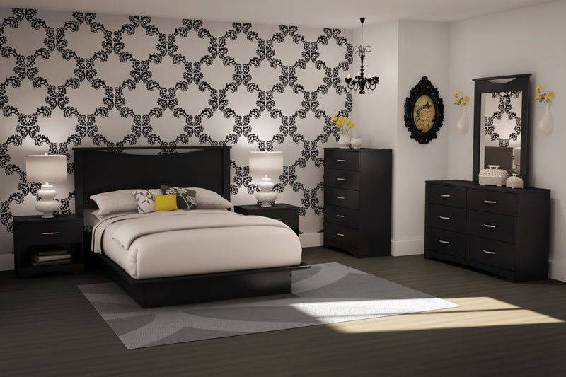 Step One Platform Bed With Moulding - Pure Black 