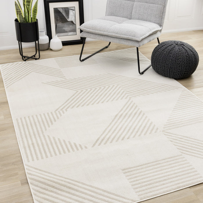 Hudson Modern Geometric Cream Beige Area Rug - 7'10\" x 10'6\"