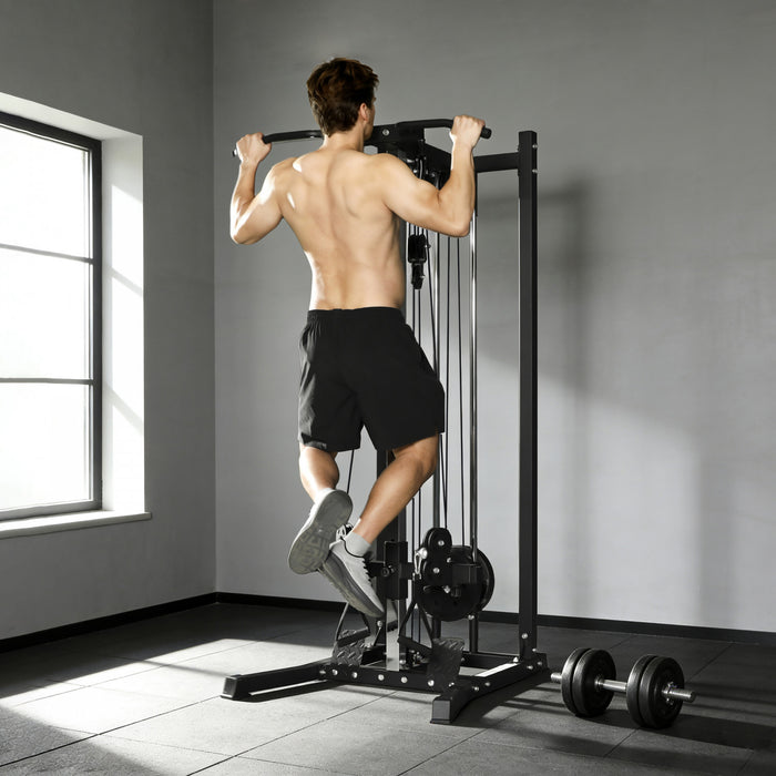 Soozier Cable Machine Dual Pulley System with Pull up Bar and 14 Positions