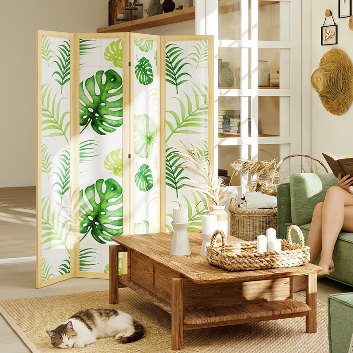 HOMCOM 4 Panel Folding Privacy Screen, Boho Room Divider for Living Room