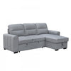 Asher 92 in. Fabric Sleeper Sectional with Storage Chaise and Channel-Tufted Arms - Grey | Asher 92 po. Sectionnel-lit en tissu avec chaise longue de rangement et accoudoirs touffete - Gris