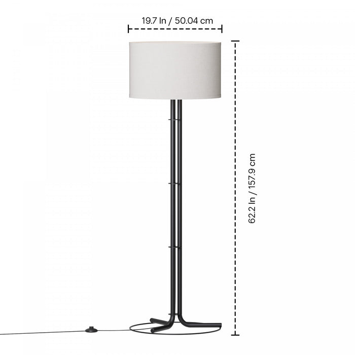 62\" Black Floor Lamp with Cylindrical Shade