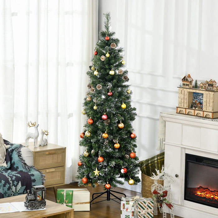 Homcom 6' Artificial Christmas Tree With Snow-dipped, Auto Open
