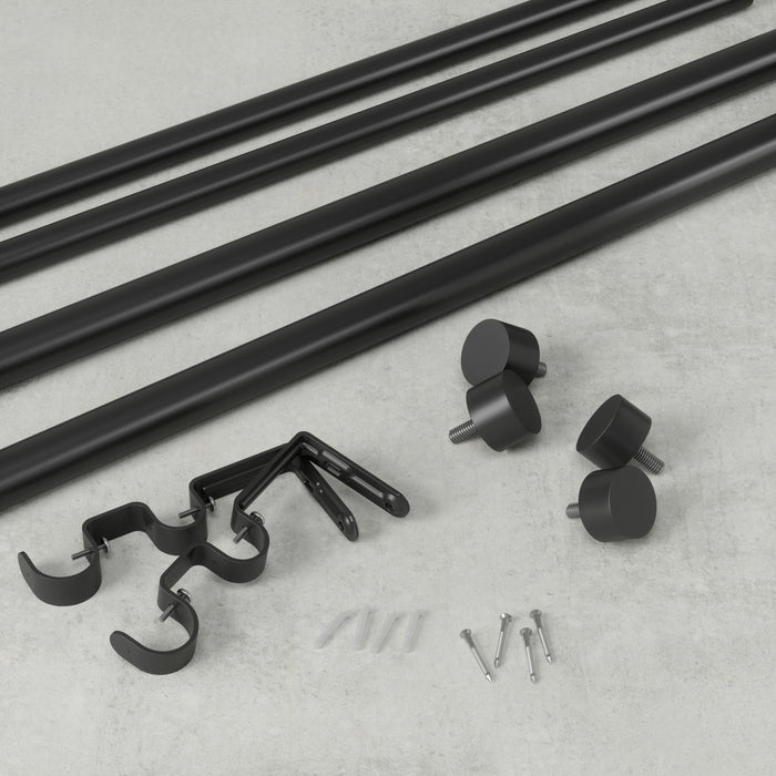 Umbra Cappa Brushed Black Expandable Double 1\" Curtain Rod - 120\"-180\" 