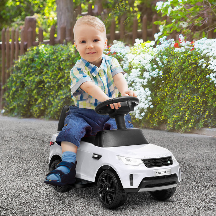 Qaba 6v Electric Car For Kids, 2 In 1 Sliding Car Battery Powered Ride-On Toy For Toddlers With Forward, Music Horn Headlights, For 18-60 Months, Land Rover Licensed, White