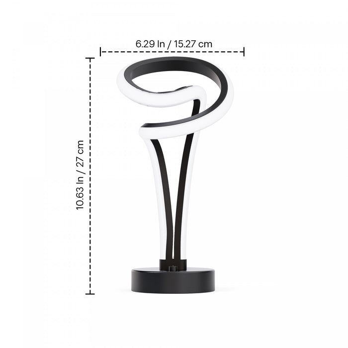 11\" Matte Black and Rose Gold Loop Design LED Table Lamp