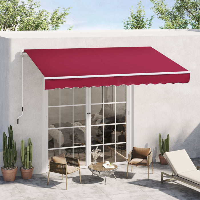 Outsunny 12' X 8' Retractable Awning Patio Awnings Sun Shade Shelter Red