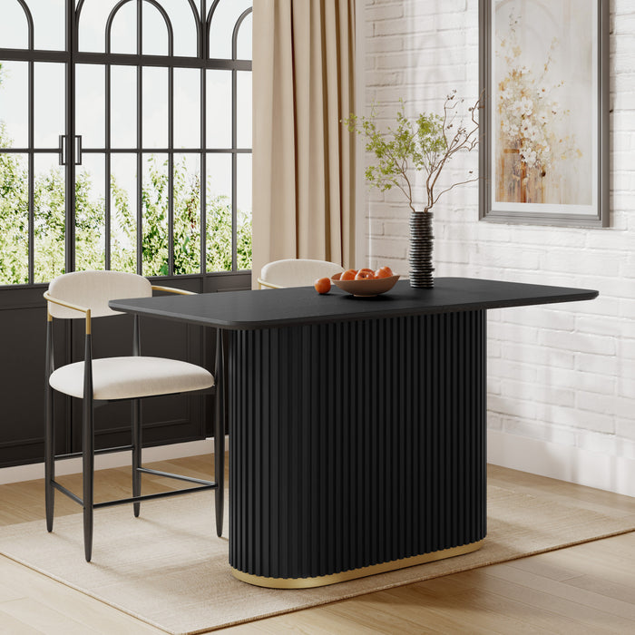 Jett 63 Inch Modern Industrial Dining Table with MDF & Iron Pedestal Base, Black