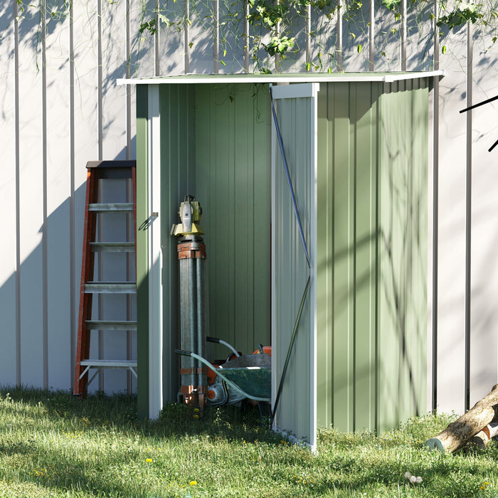 Outsunny Garden Shed, Metal Tool Shed W/ Sloped Roof, Light Green