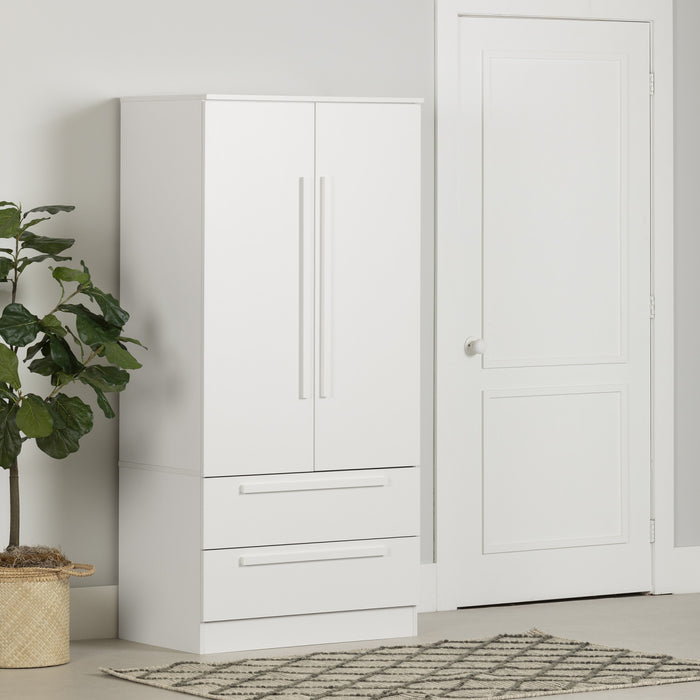 Acapella Wardrobe Armoire With Doors And Drawers - Pure White 