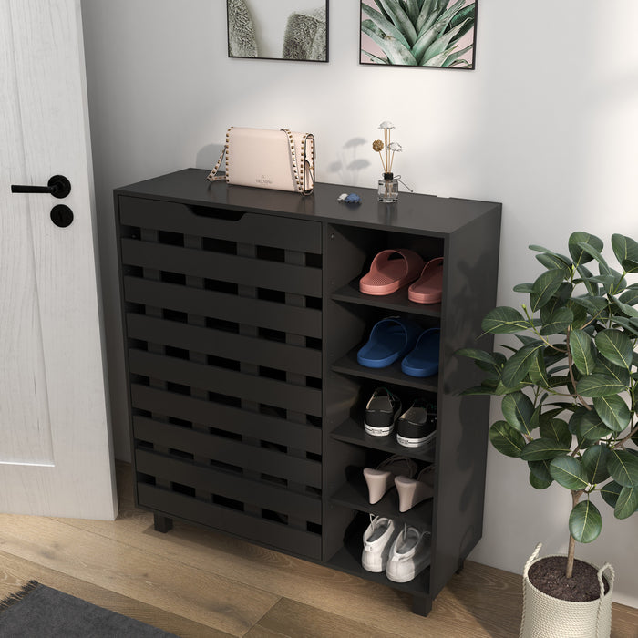 HOMCOM Shoe Storage Cabinet with 5-tier Cupboard and 5 Open Shelves