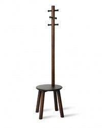 Umbra Modern Wood Pillar Stool and Coat Rack - Black and Walnut