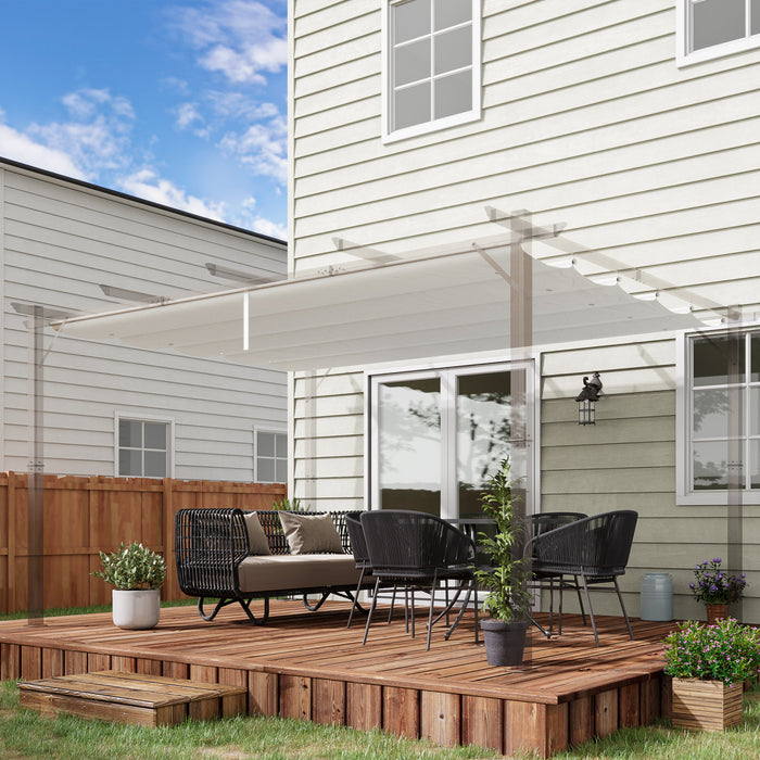 Outsunny Retractable Replacement Pergola Canopy For 10' X 13' Pergola, Pergola Cover Replacement, Cream White