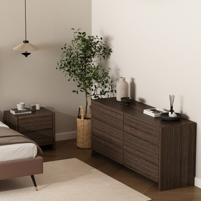 Linda Modern 2-Piece Dresser and Nightstand in Walnut Brown