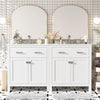 Felix 60 Inch Modern Double Bathroom Vanity with Ceramic Sink & Storage Cabinet, White | Meuble de salle de bain double moderne Felix 60 pouces avec lavabo ceramique et rangement, blanc
