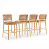 Philip Modern Rubber Wood Bar Stool Set of 4 with Woven Back Support,Natural | Philip – Lot de 4 tabourets de bar modernes en bois d’hevea avec dossier en tressage, finition naturelle