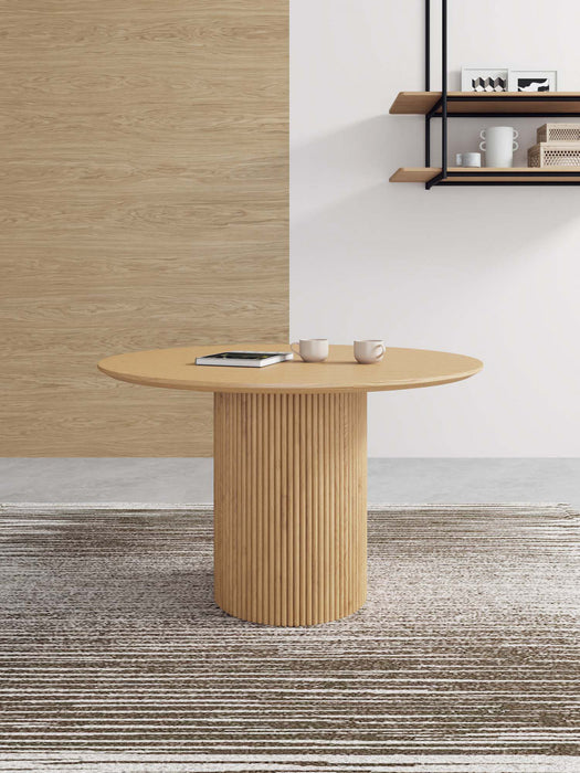 Hathaway Modern Industry Chic 47\" Round Dining Table in Natural