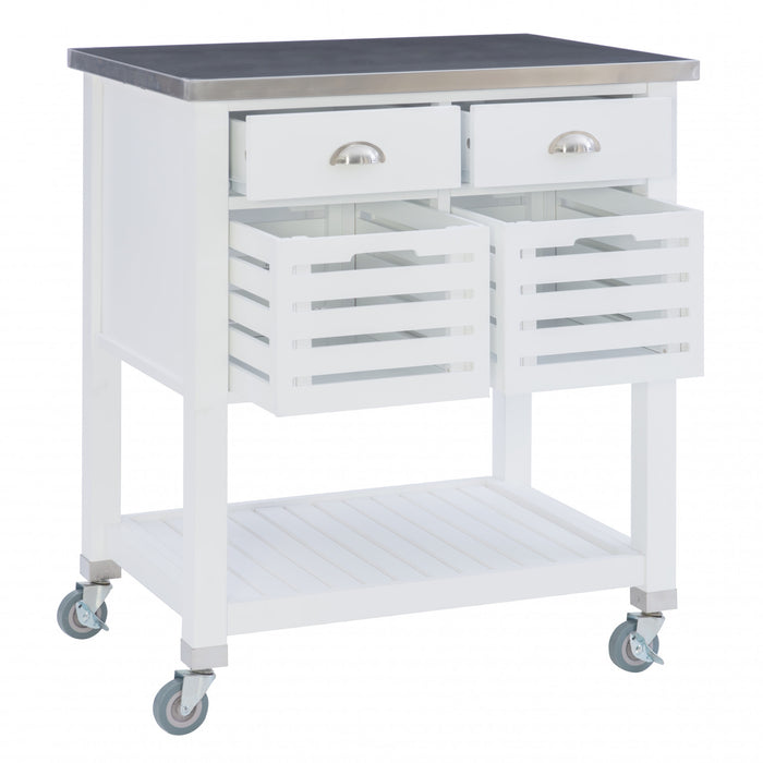 Robbin Wood Kitchen Bar Cart Storage - White