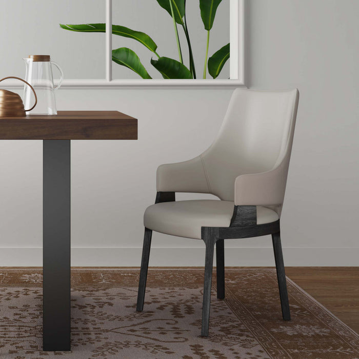 Kara Modern Wood Upholstered Dining Chair in Light Gray