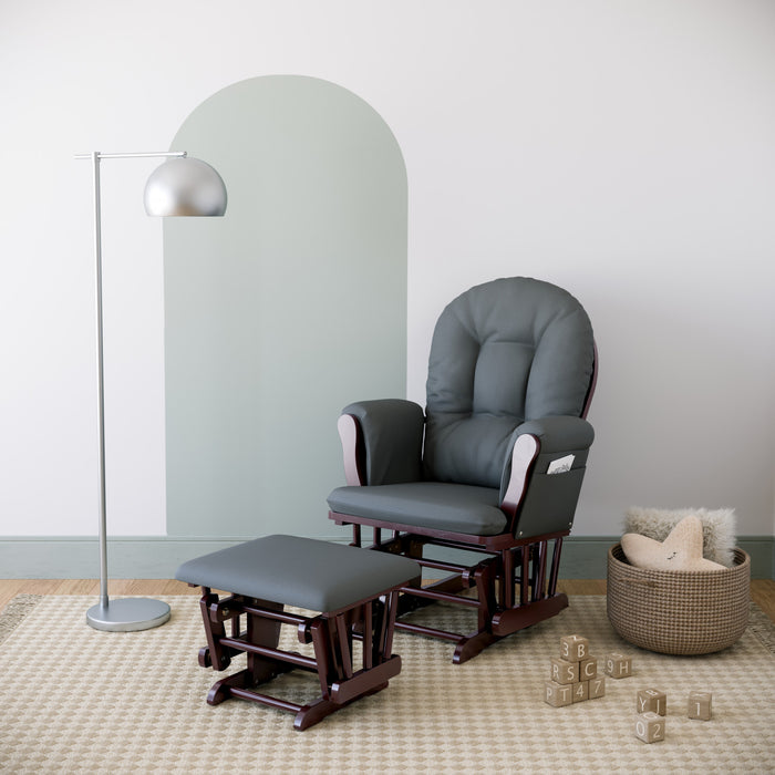 Storkcraft Hoop Glider and Ottoman - Espresso/Gray
