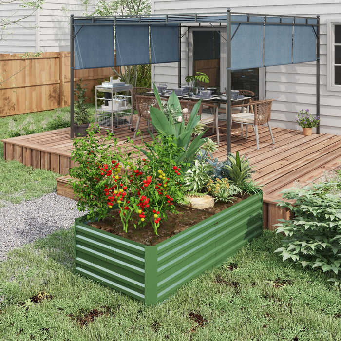 Outsunny Raised Garden Bed, 71\" X 35\" X 23\" Galvanized Steel Planters For Outdoor Plants With Multi-reinforced Rods For Vegetables, Flowers And Herbs, Green