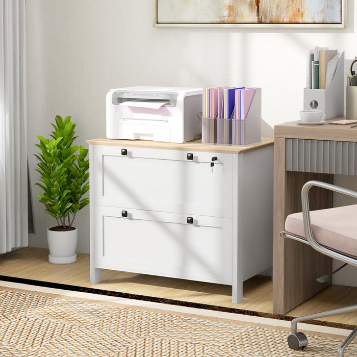 HOMCOM 2 Drawer Lateral File Cabinet for Letter, A4, Legal Size, White