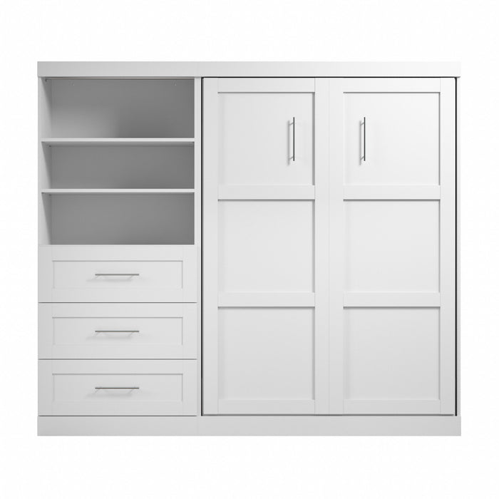 Bestar Pur Full Murphy Bed and Storage Unit with Drawers 95-Inch Wall Bed - White