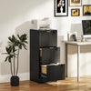 HOMCOM 3 Drawer File Cabinet Fluted Vertical Filing Cabinet with Lock Black