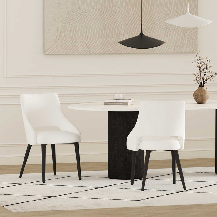 Tremont Modern Vegan Leather Metal Dining Chair in White - Set of 2