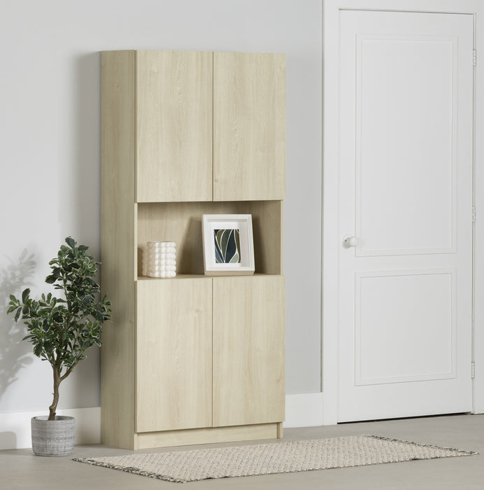 Liora 4-door Bookcase With Open Storage - Bleached Oak