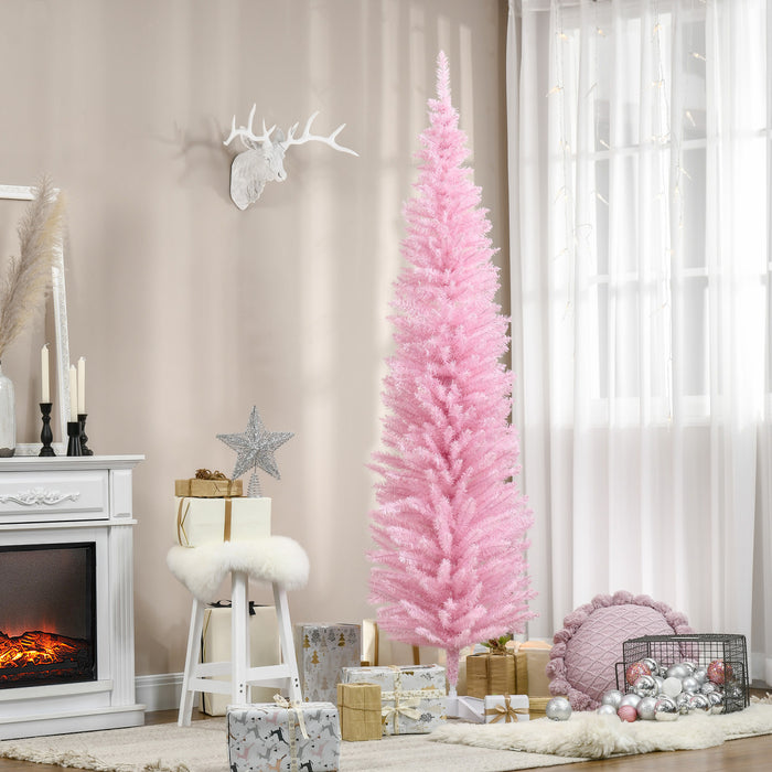 Homcom 7 Ft Pencil Artificial Christmas Tree With 499 Realistic Branches