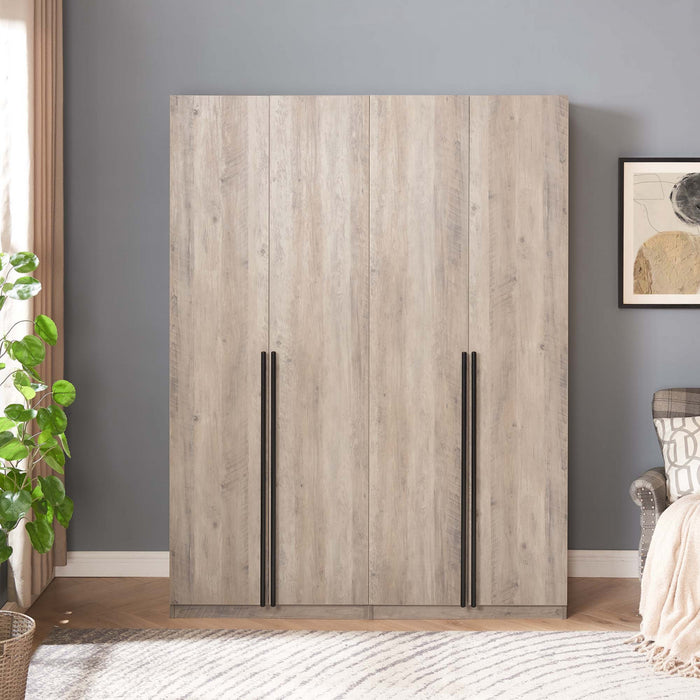 Lee Modern 32\" Wardrobe Closet in Rustic Gray - Set of 2 Armoire