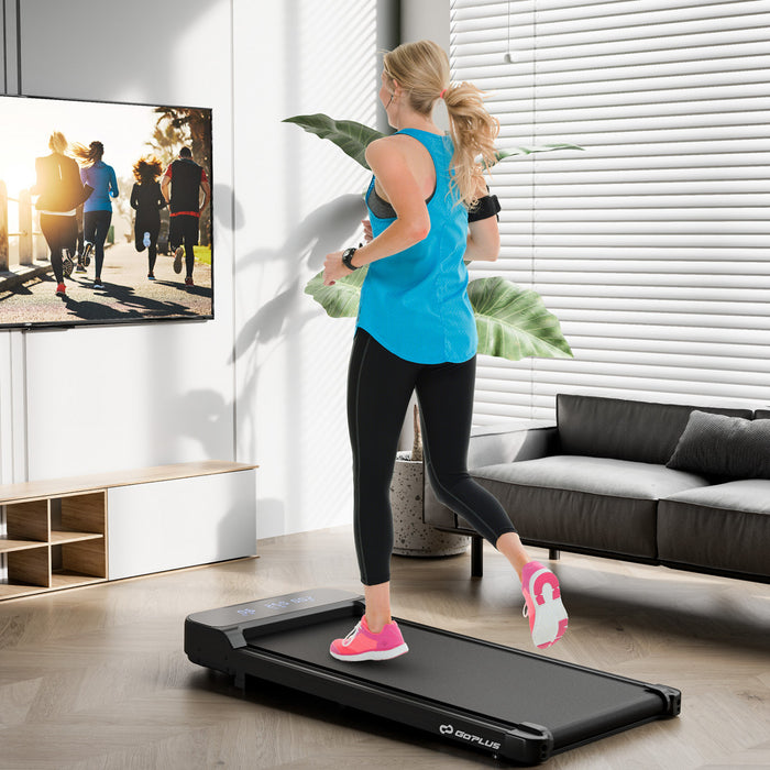 Goplus 2.5hp Under Desk Treadmill For Home And Office Remote Control Led Display Black
